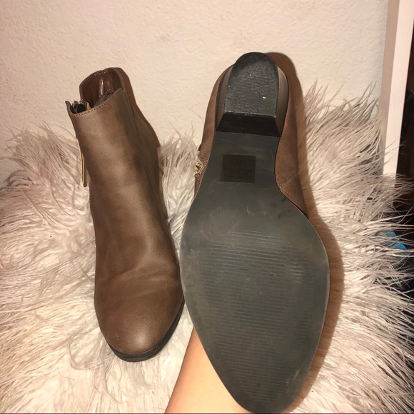 tan booties w/ dark heel - Picture 3 of 5